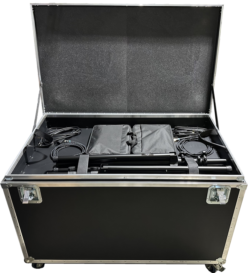 The HD3-PAK case open, showing the foam-fitted lid and packed compartments